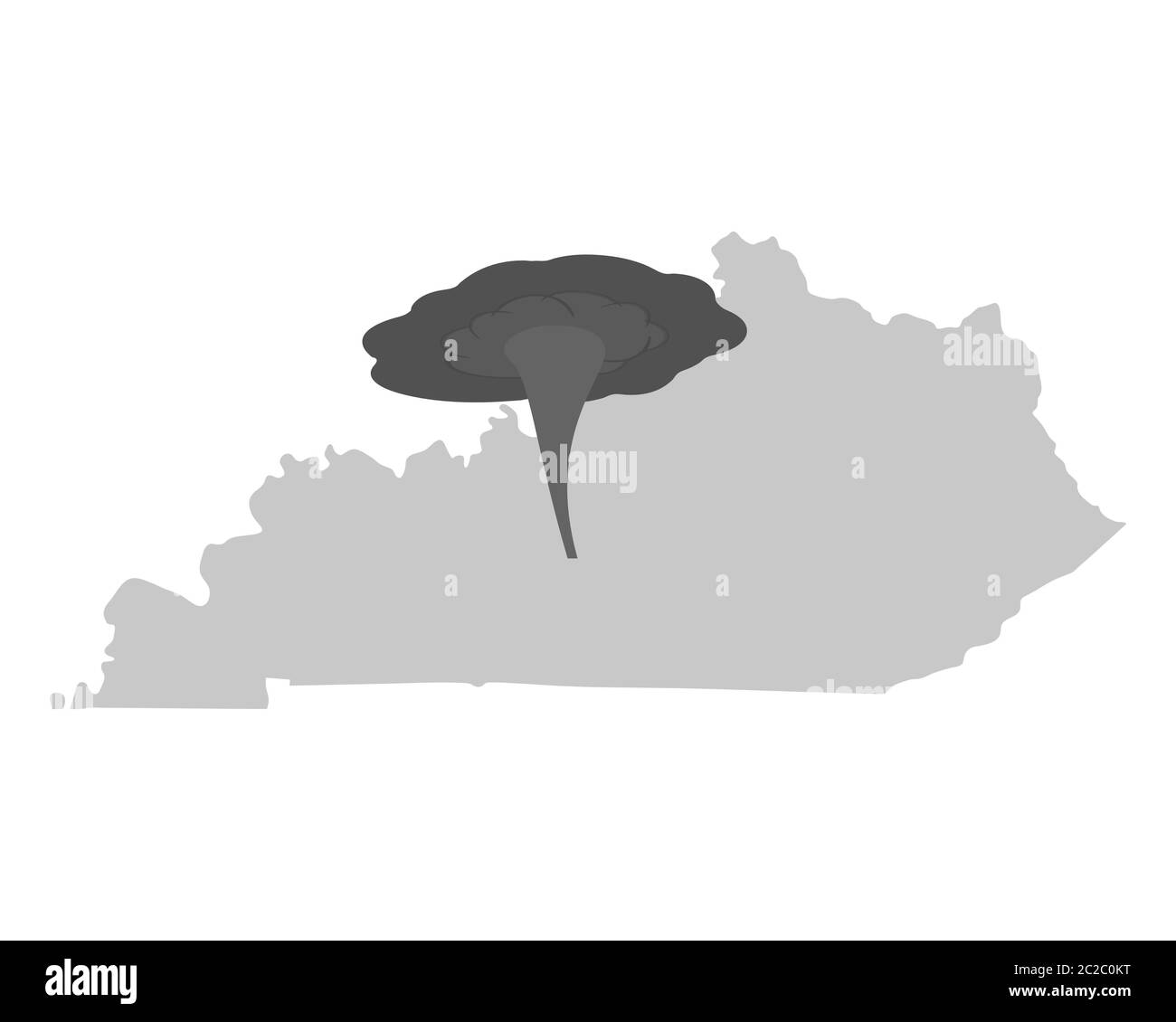 Karte von Kentucky und Tornadosymbol Banque D'Images