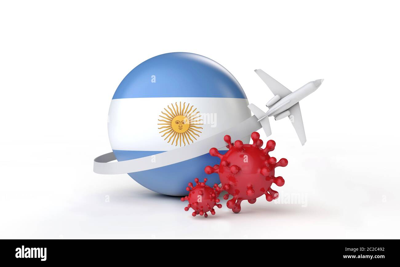 Argentine concept de voyage d'épidémie de cononavirus. Rendu 3D. Banque D'Images