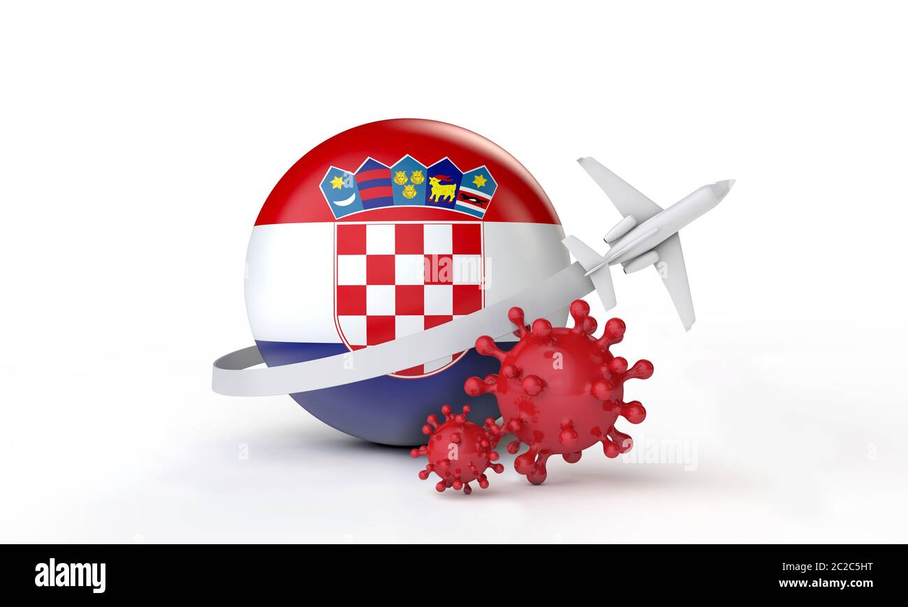 Croatie concept de voyage pour les épidémies de cononavirus. Rendu 3D. Banque D'Images