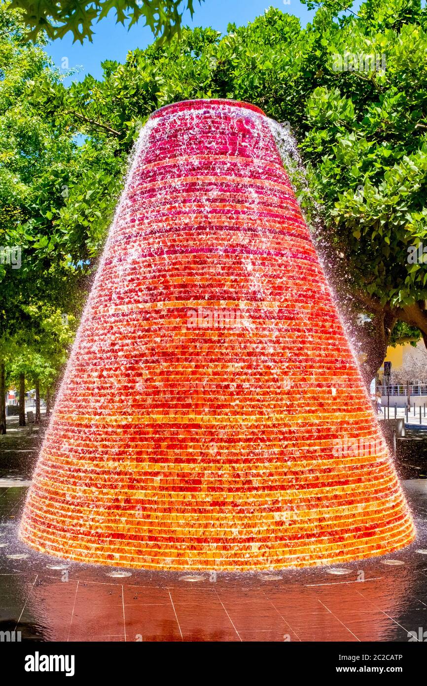 Fontaine dans le Parque das Nações, Lisbonne, Portugal, Banque D'Images