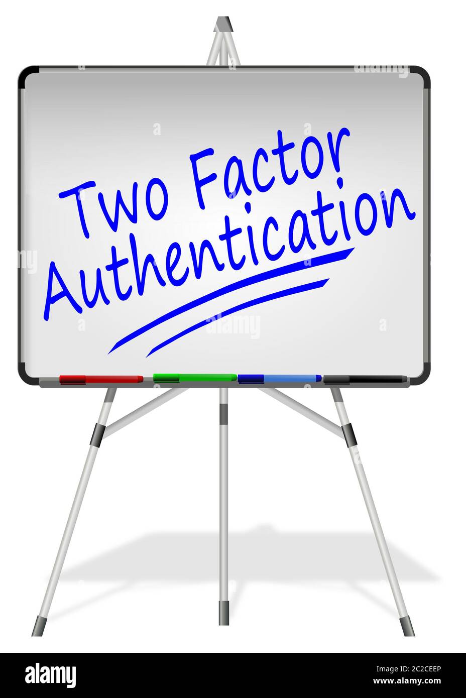 Tableau blanc avec authentification à deux facteurs – illustration Banque D'Images