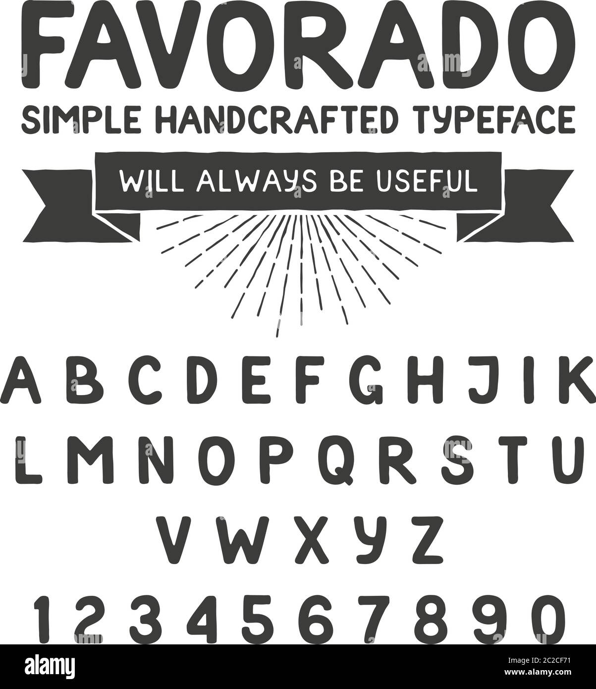Police de caractères et alphabet faits à la main simples Illustration de Vecteur