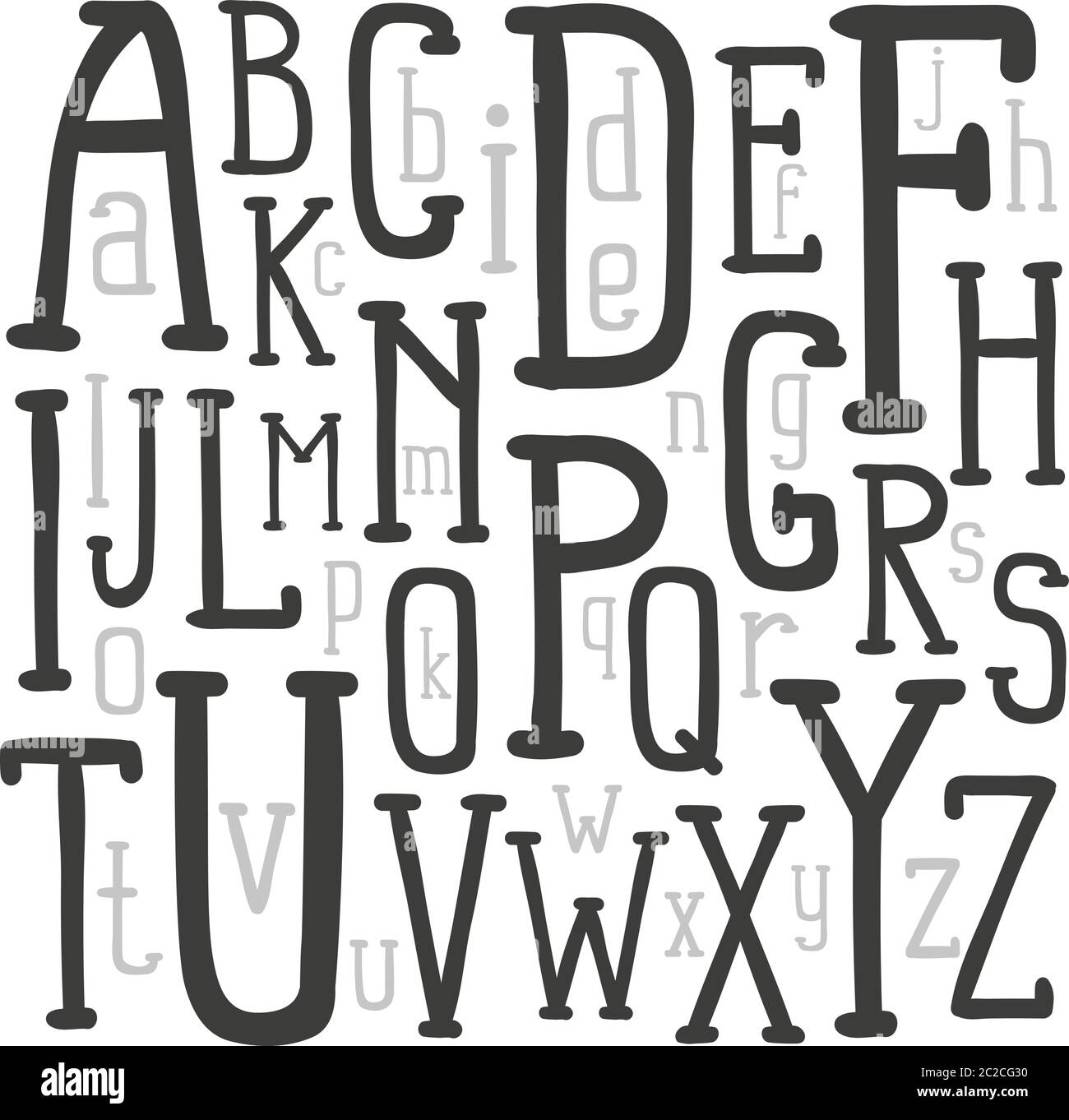 Alphabet Hipster dessiné à la main Illustration de Vecteur