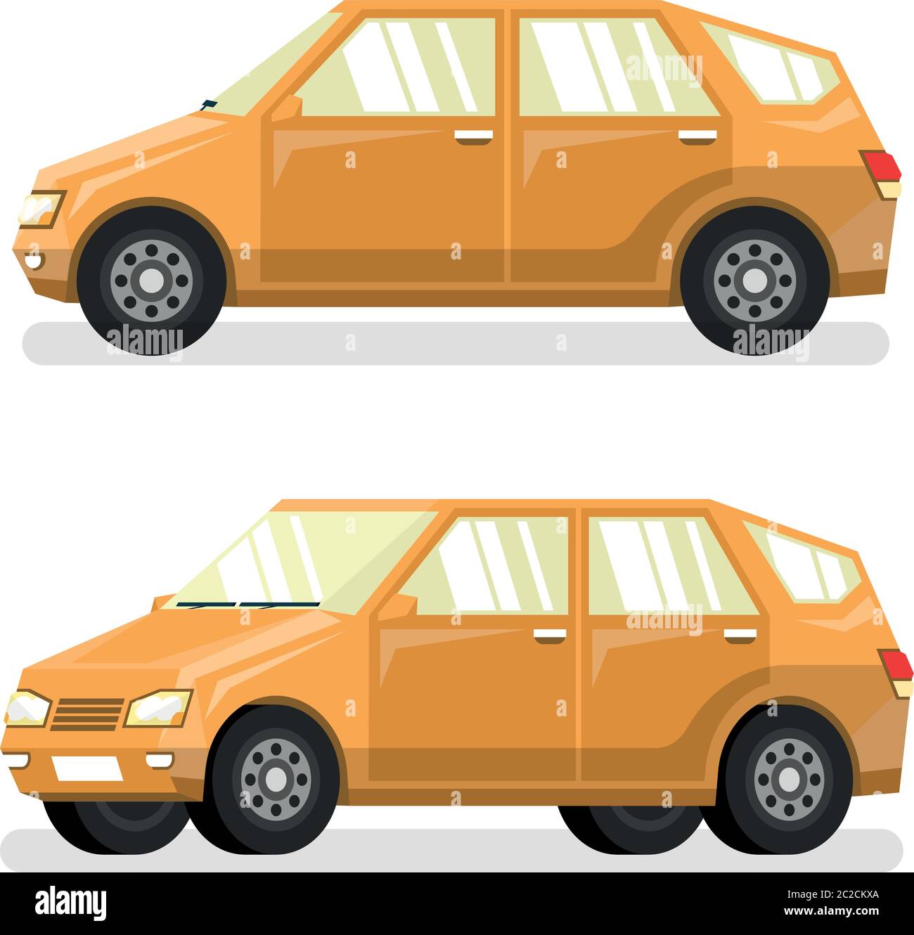Voiture jaune à hayon de style plat Illustration de Vecteur