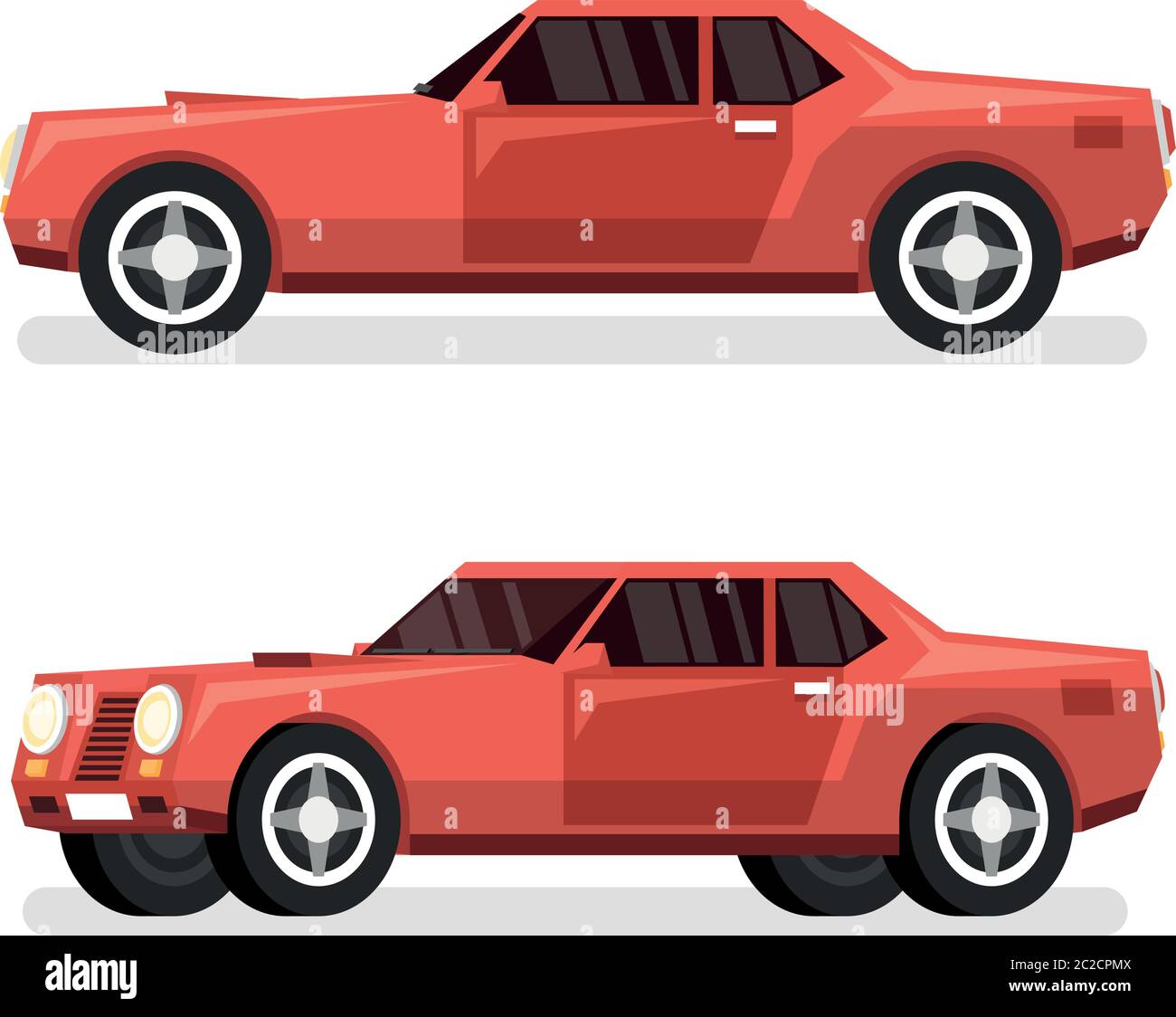 Red sports voiture puissante avec gros moteur Illustration de Vecteur