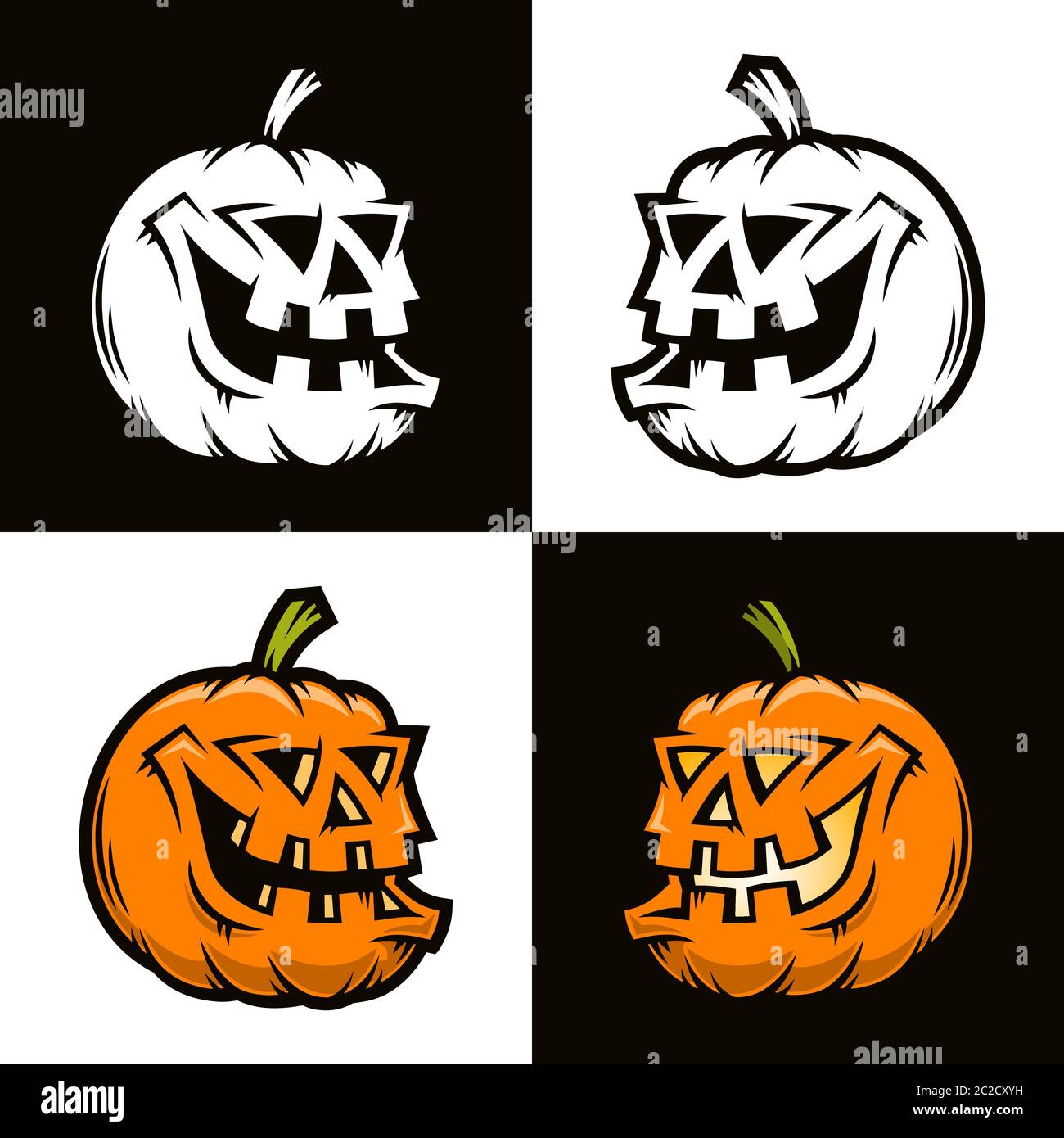 Halloween citrouille drôle dans un demi-tour de vue Illustration de Vecteur