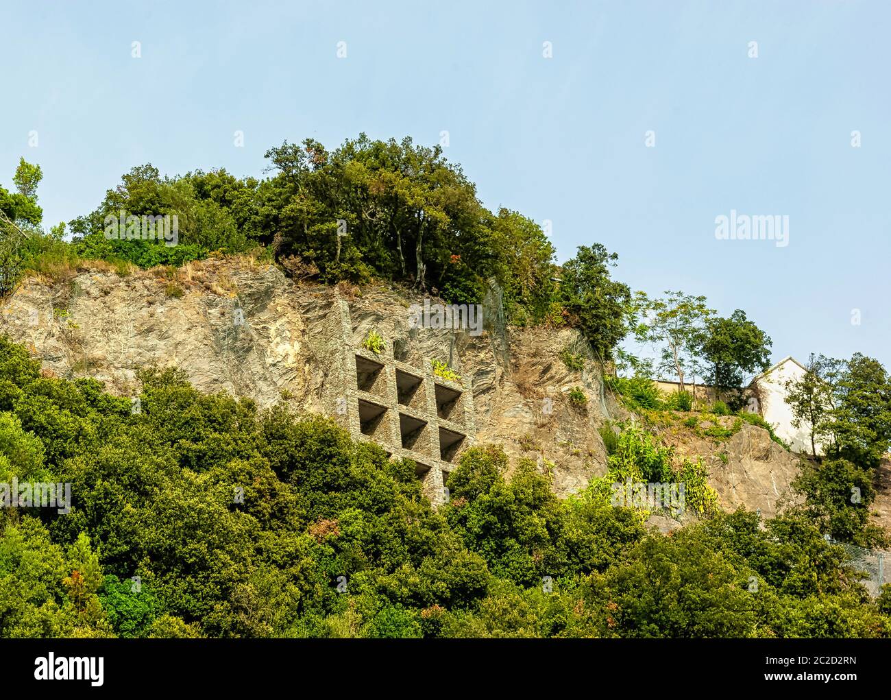 Structure spéciale pour soutenir la colline - Monterosso al Mare, Cinque Terre, Ligurie, Italie Banque D'Images