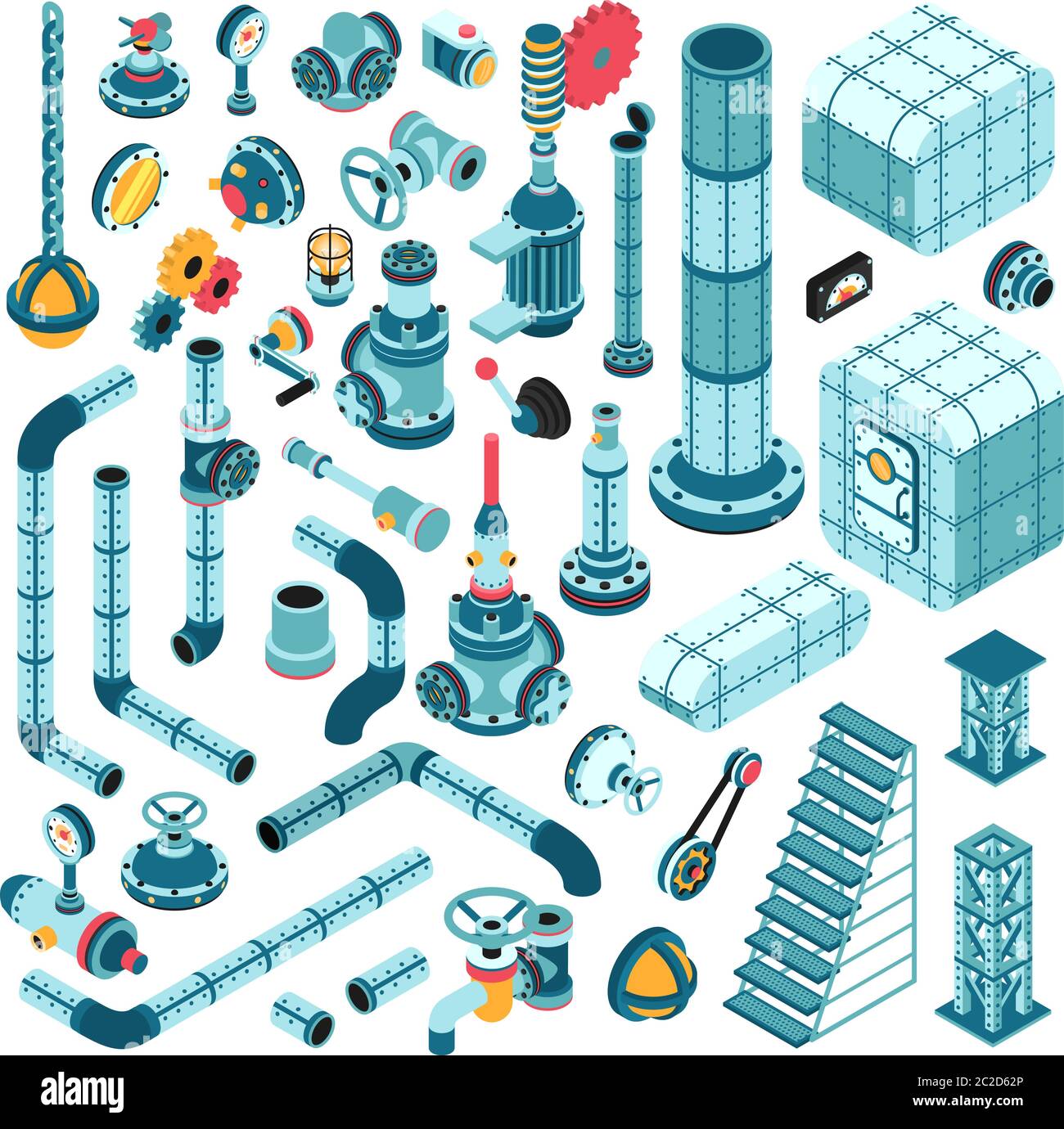 Pièces de rechange pour la création de machines industrielles complexes Illustration de Vecteur