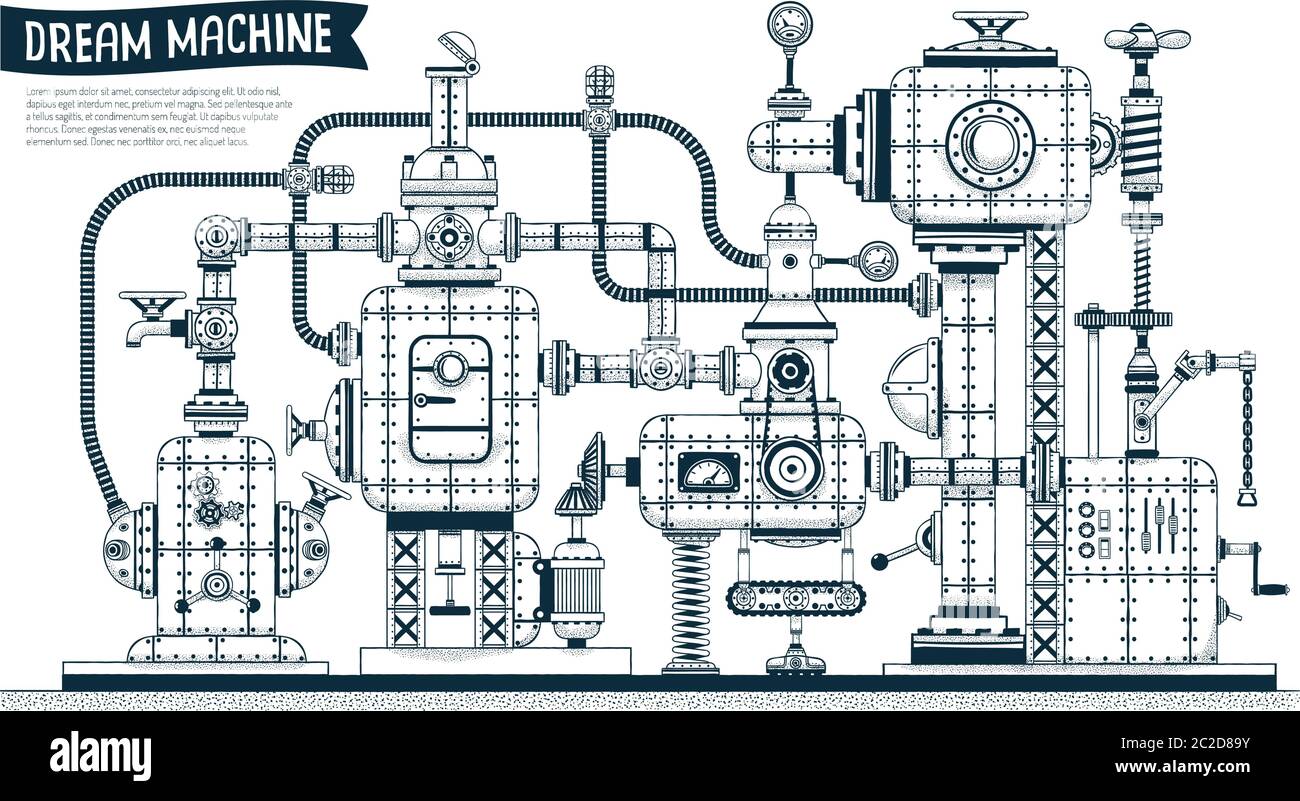 Mécanisme complexe avec divers éléments Illustration de Vecteur