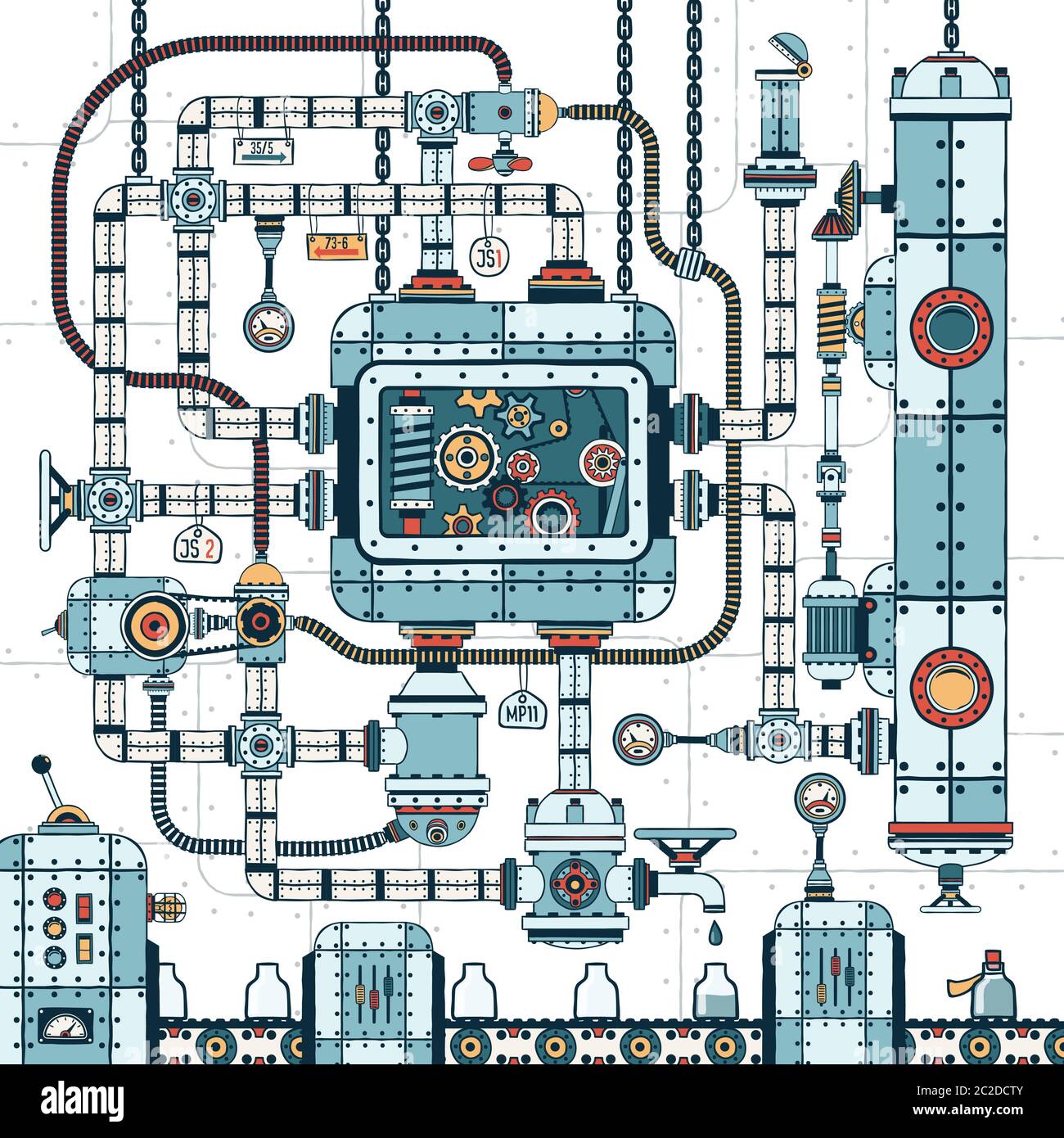 machine à steampunk complexe fantastique Illustration de Vecteur