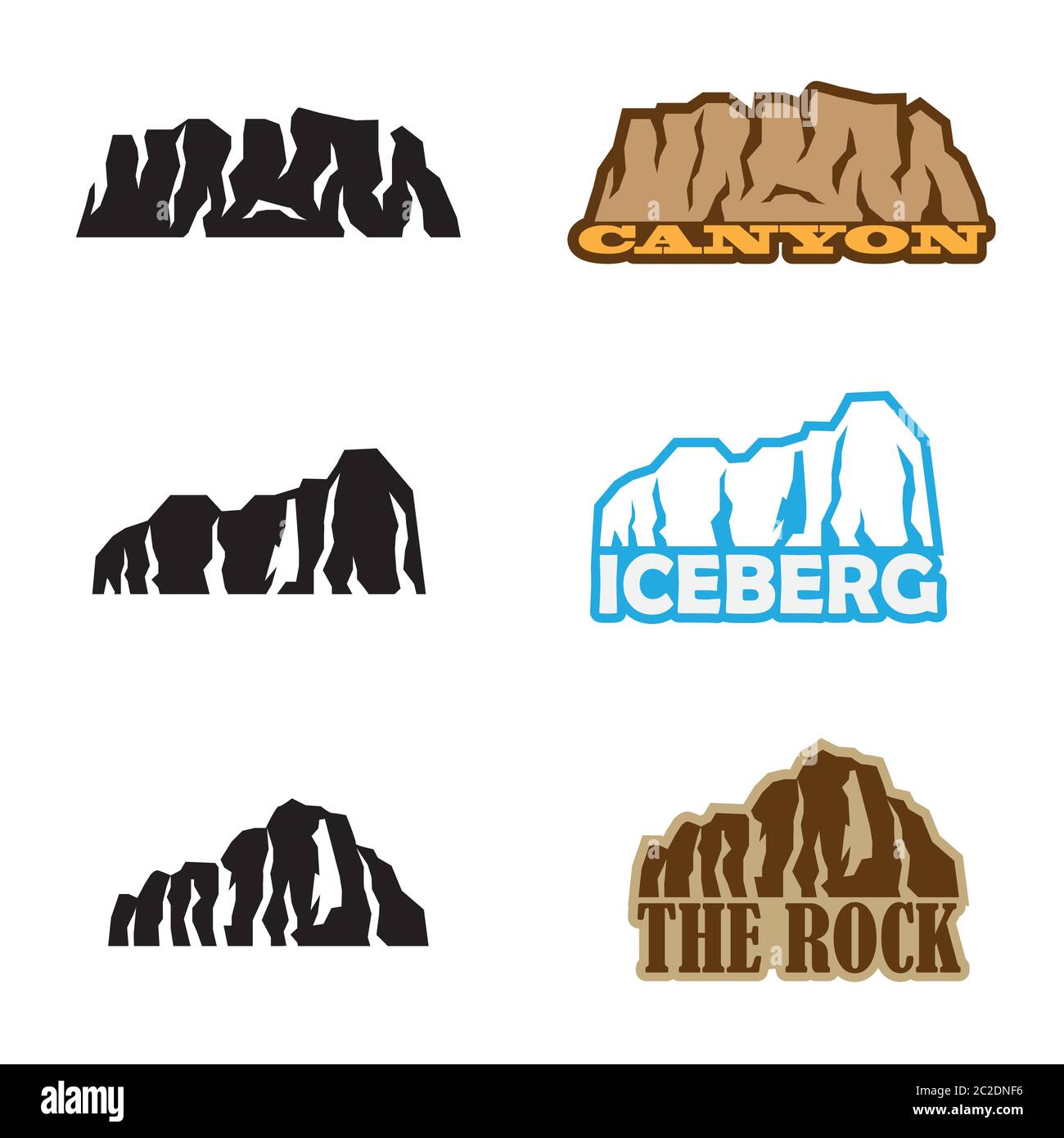 ensemble de l'image vectorielle stylisée du canyon, de l'iceberg, des rochers. peut être utilisé comme symbole ou emblème Illustration de Vecteur