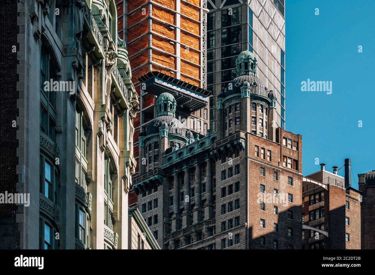 Vue rapprochée des gratte-ciels du quartier financier de Lower Manhattan New York Banque D'Images