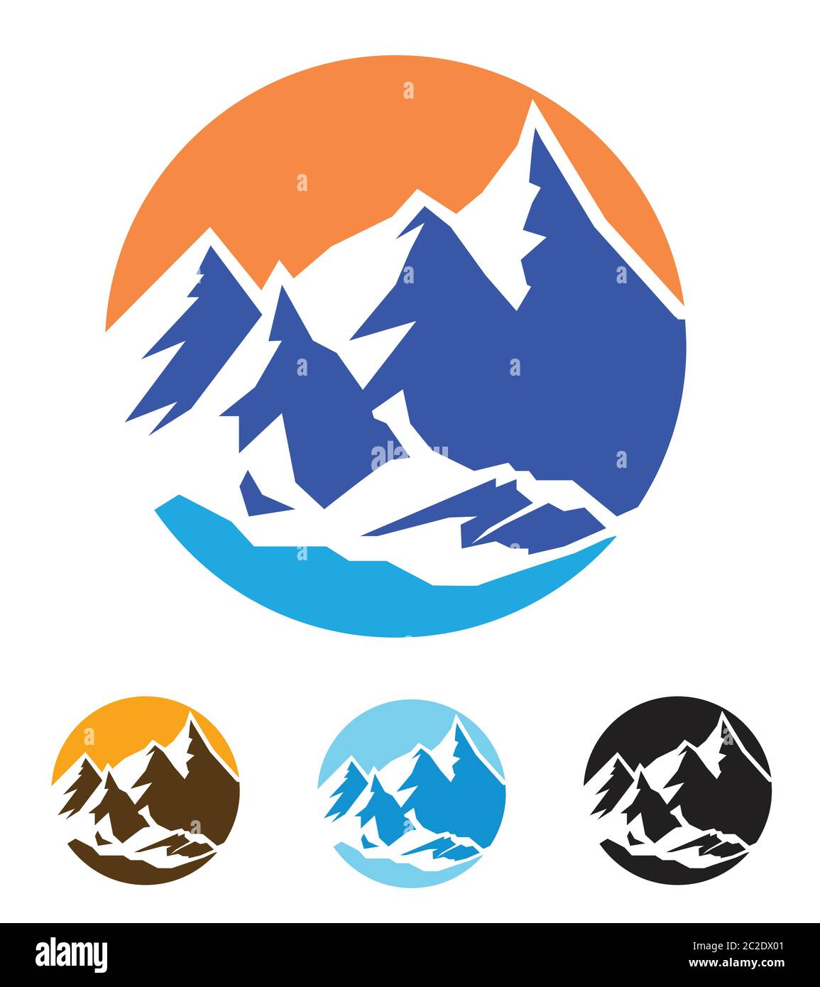 Illustration vectorielle stylisée sur le thème des montagnes, de la nature, du voyage. Alpinisme. Sommets de montagne Illustration de Vecteur