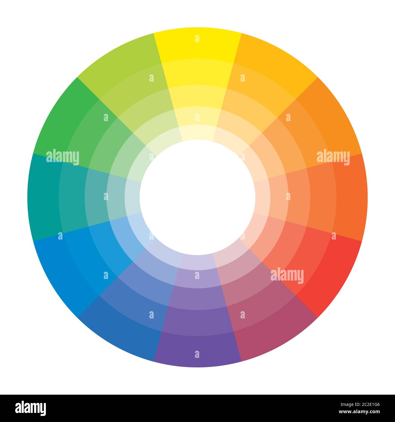 Arc-en-ciel de cercle Spectral multicolore 12 segments. Jeu de motifs harmoniques spectrales. Banque D'Images