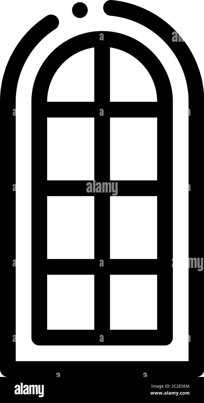 fenêtre en forme d'arc composée de lunettes carrées icône vectorisation illustration du contour Illustration de Vecteur
