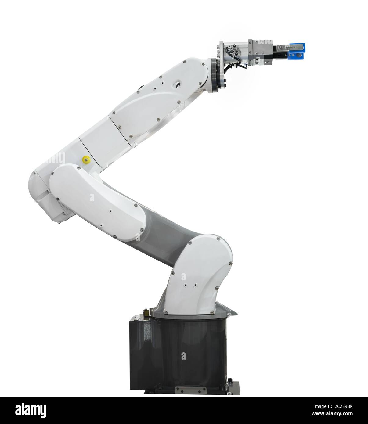 Bras robotique industriel isolé sur fond blanc Banque D'Images