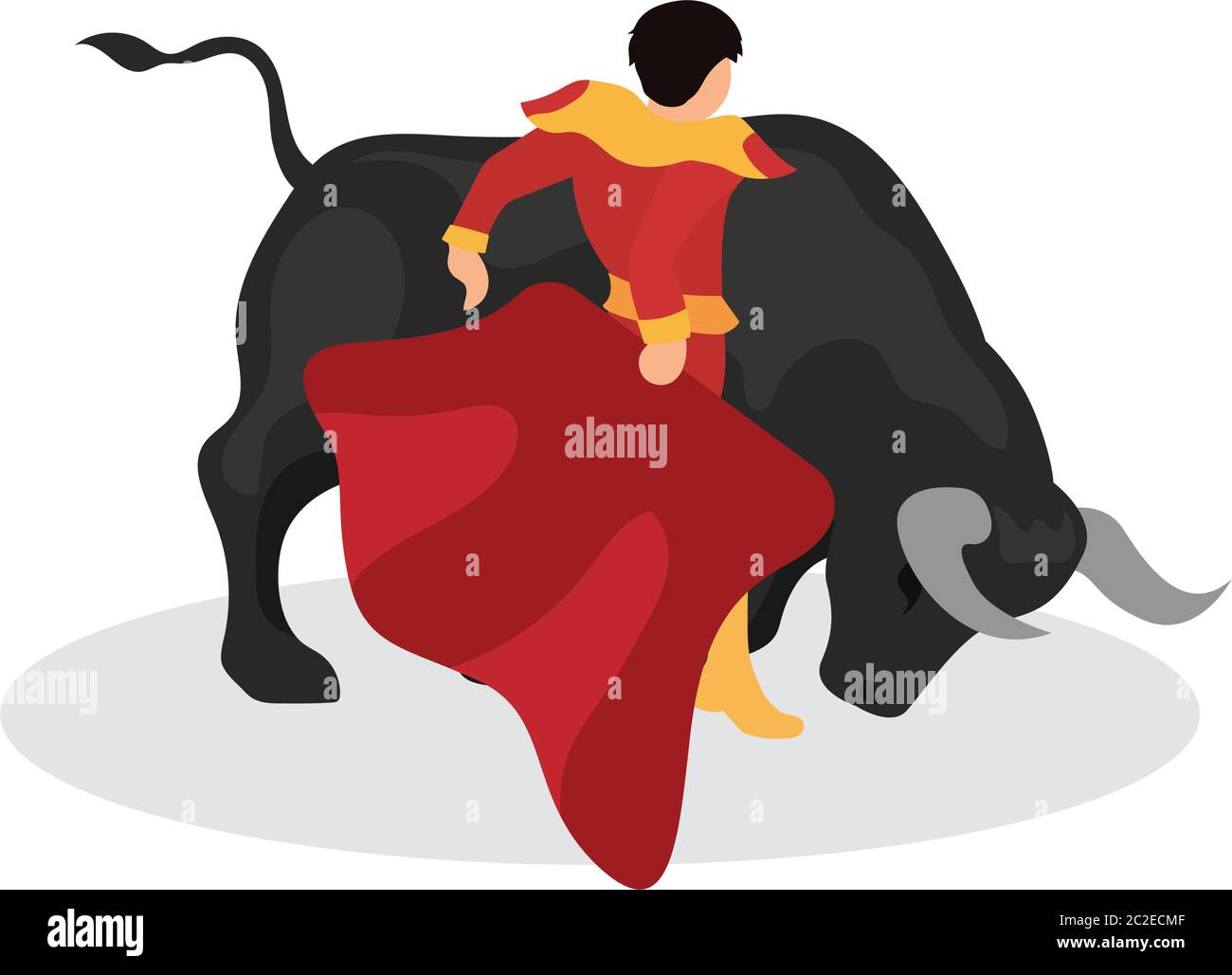 bullfighter attendant le taureau dans le taureau. bull combat concept. illustration vectorielle Illustration de Vecteur
