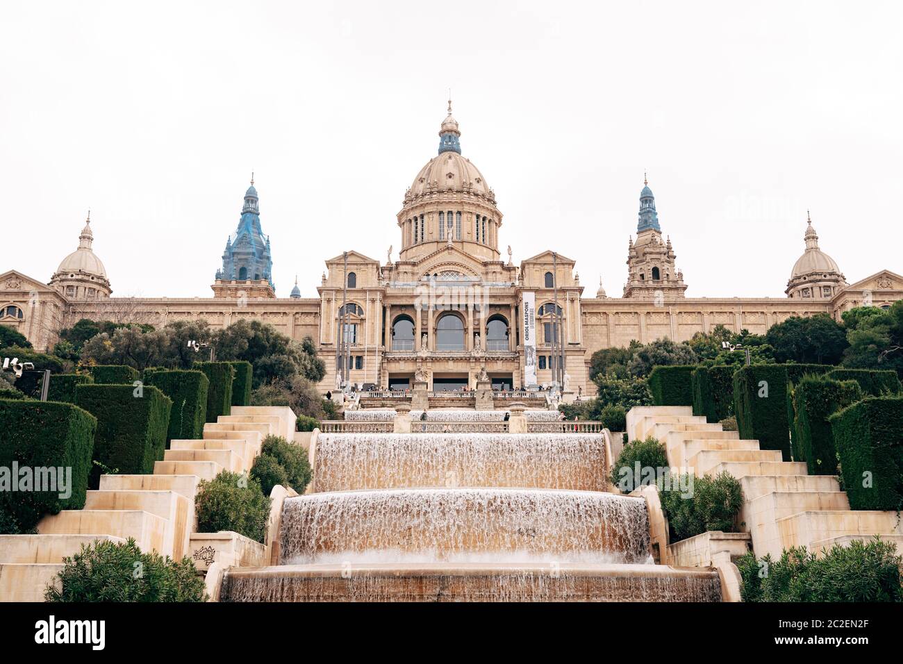 Palais national de Barcelone, Espagne. Un palais public sur le Mont Montjuic au bout de l'esplanade-avenida de la reine de Marie-Cristina, à pied Banque D'Images