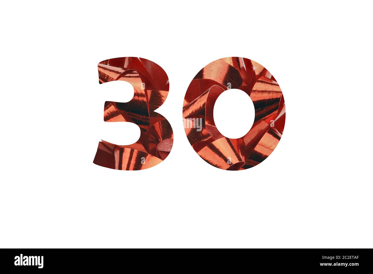 30 - Close-up red gift boucle avec cut out numéro 30 Banque D'Images