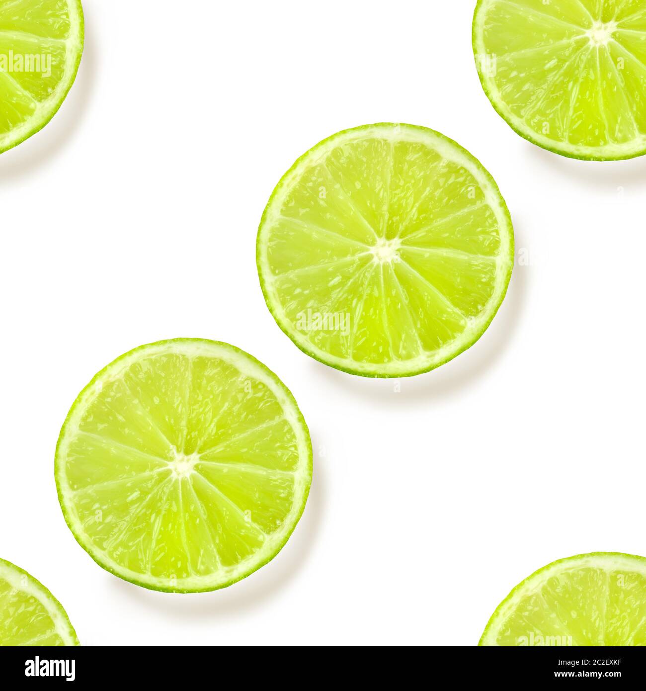 Un modèle uniforme de limes sur fond blanc, un fruité vibrant répéter l'impression d'agrumes Banque D'Images