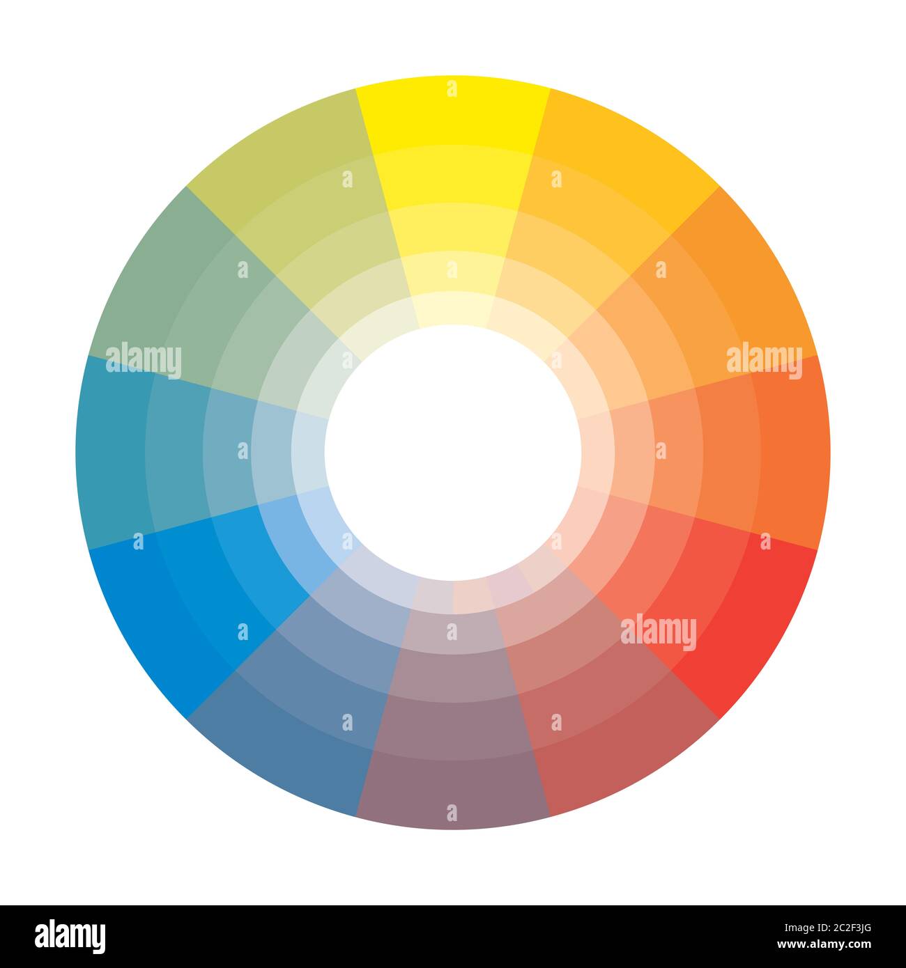 Arc-en-ciel Spectral multicolore polychrome cercle de 12 segments avec des nuances. La palette de couleur harmonique spectrale du peintre. Banque D'Images