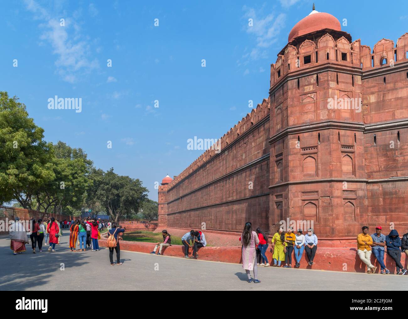 Murs du fort rouge, Delhi, Inde Banque D'Images