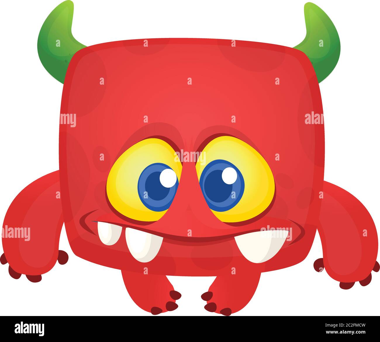 Mignon dessin animé animé monstre souriant. Caractère extraterrestre vectoriel. Isolé Illustration de Vecteur