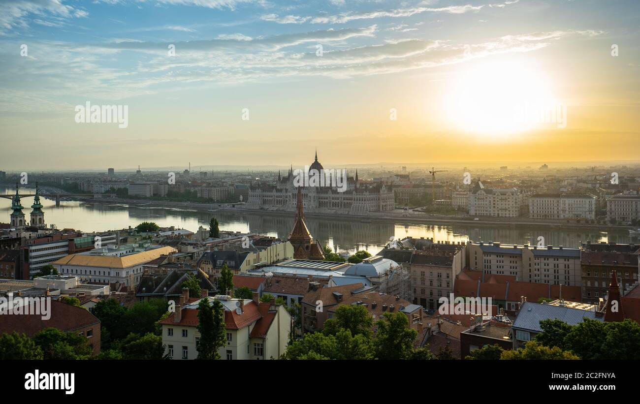 Vue d'ensemble de Budapest avec le Parlement à Budapest, Hongrie Banque D'Images