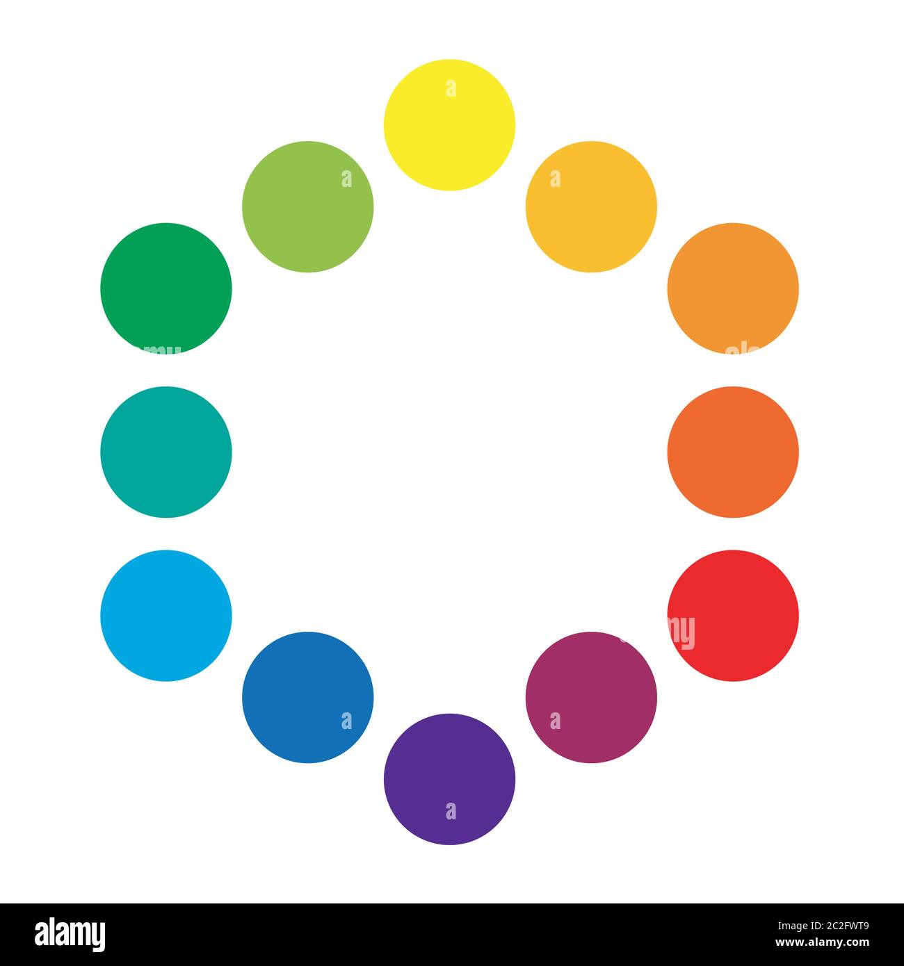 Multicolore de base Polychrome Spectral Versicolor Rainbow Colors de 12 anneaux. La palette harmonique spectrale colorée de la douleur Banque D'Images