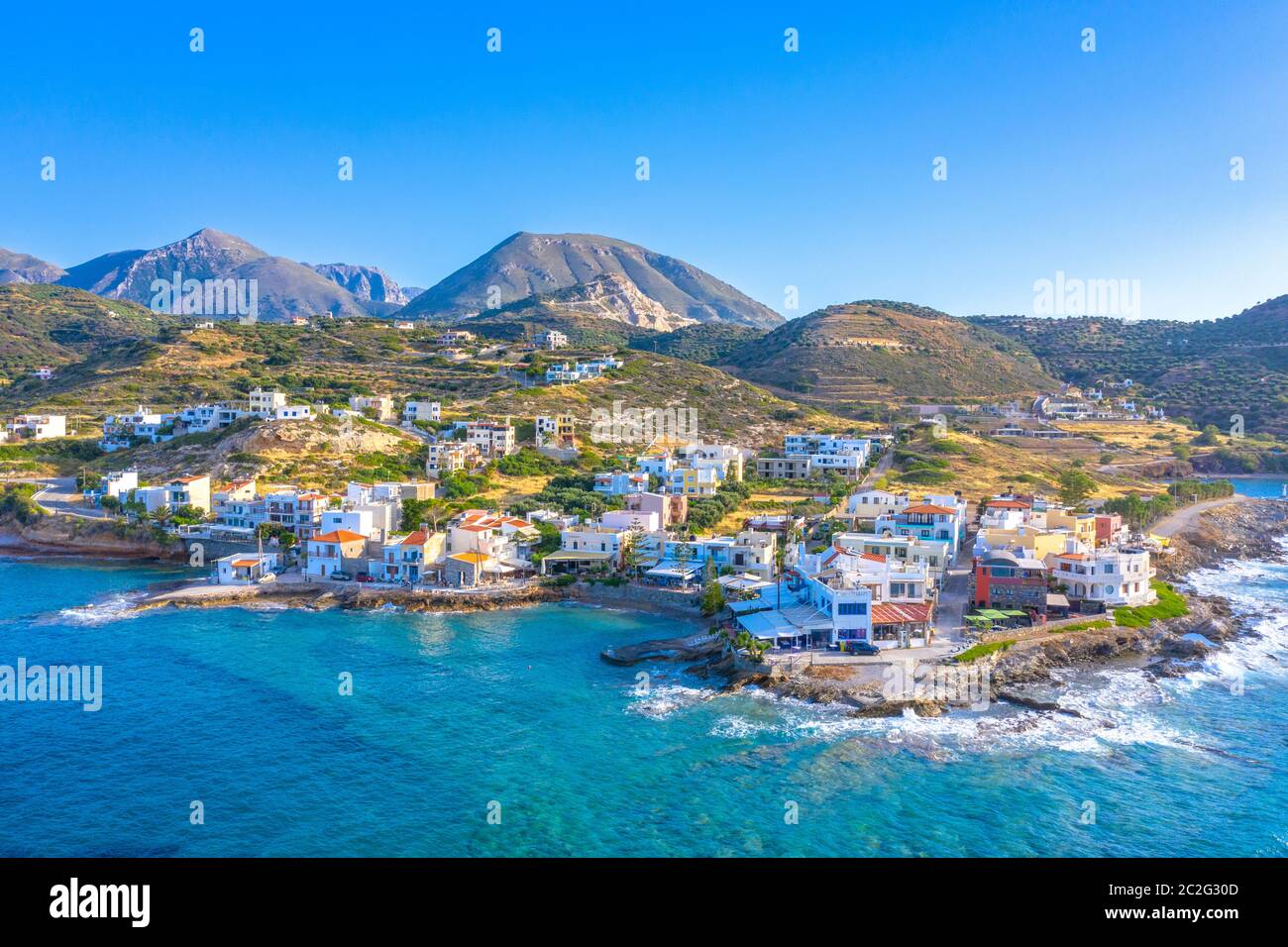 Petit village de pêcheurs traditionnel de Mochlos, Crète, Grèce. Banque D'Images