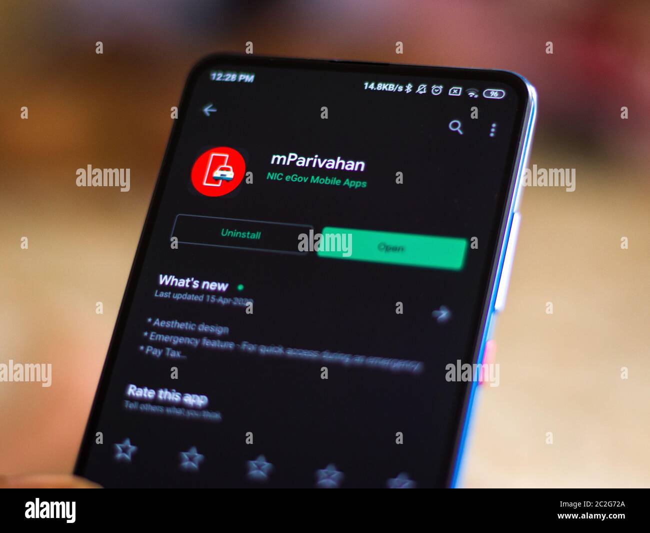 Assam, inde - 23 mai 2020 : application Mparivahan pour l'autorité indienne des transports. Banque D'Images