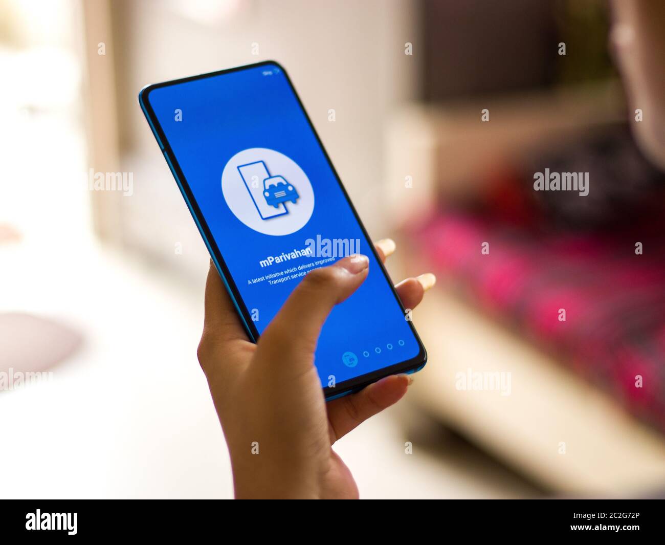 Assam, inde - 23 mai 2020 : application Mparivahan pour l'autorité indienne des transports. Banque D'Images