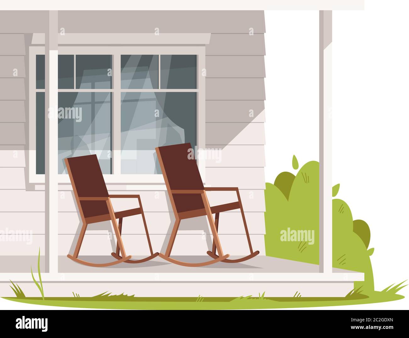 Patio avec deux fauteuils semi-plats RVB illustration vectorielle de couleur Illustration de Vecteur