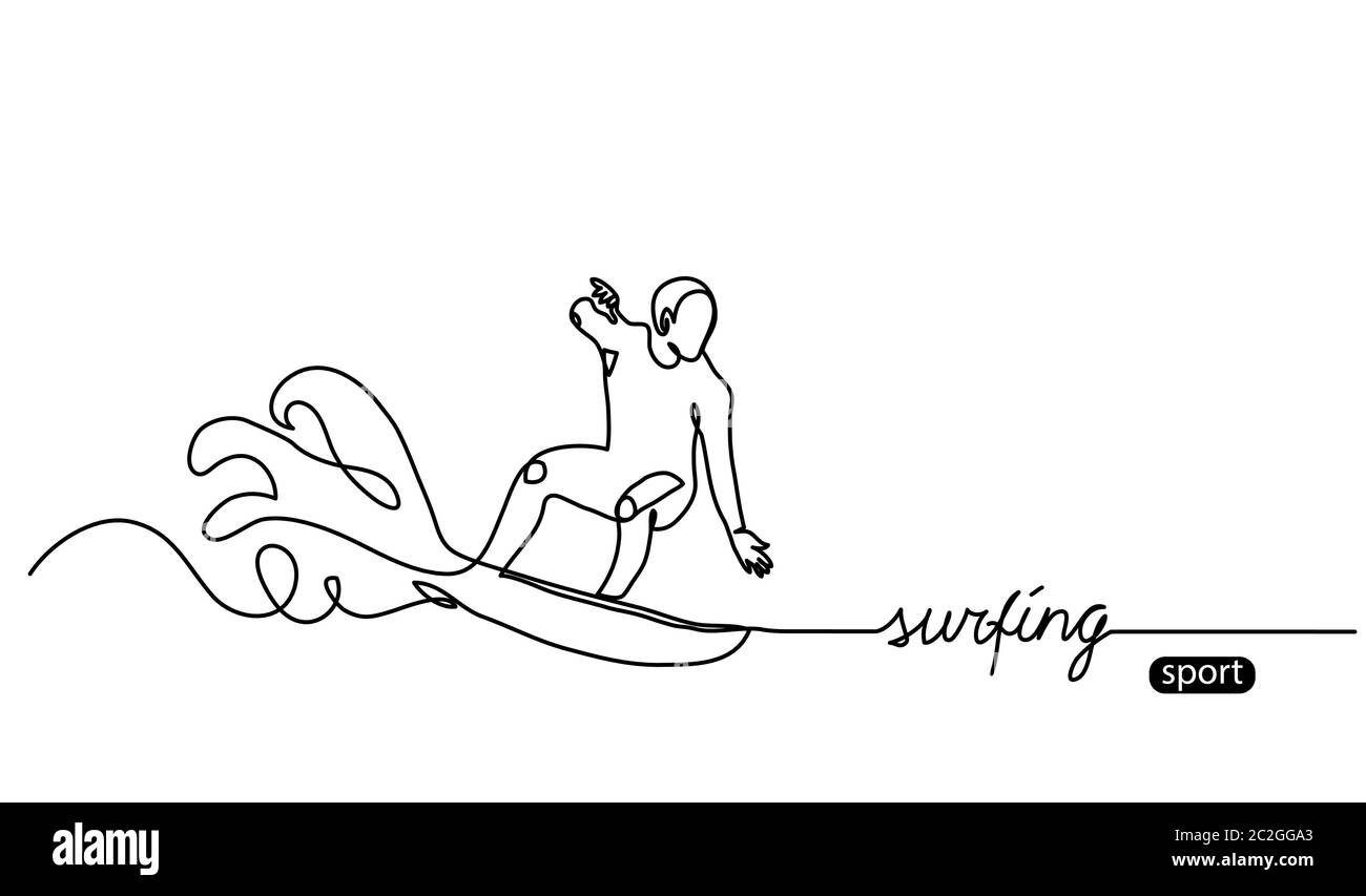Fond vectoriel de navigation, bannière Web, poster. Illustration minimaliste du surf Illustration de Vecteur