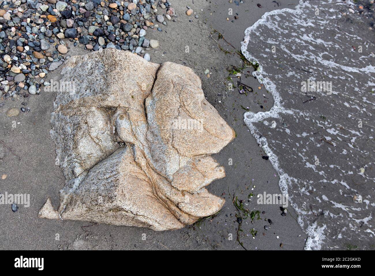 Roche photographiée de manière à ce qu'elle ressemble au profil du visage. Banque D'Images