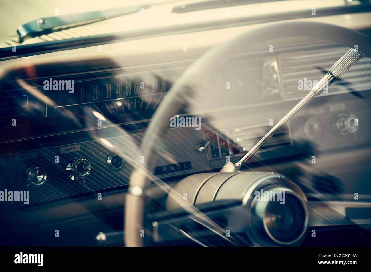 Tableau de bord de voiture classique Banque D'Images