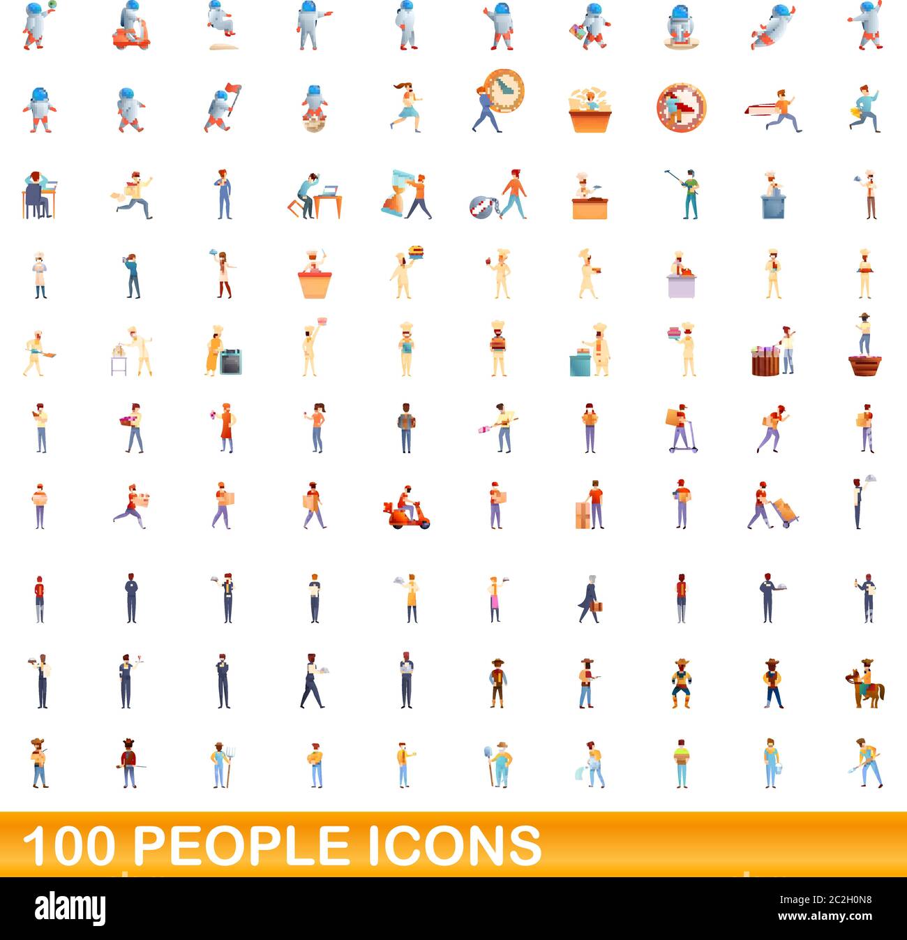 100 personnes icons set. Cartoon illustration de 100 personnes icônes vector set isolé sur fond blanc Illustration de Vecteur