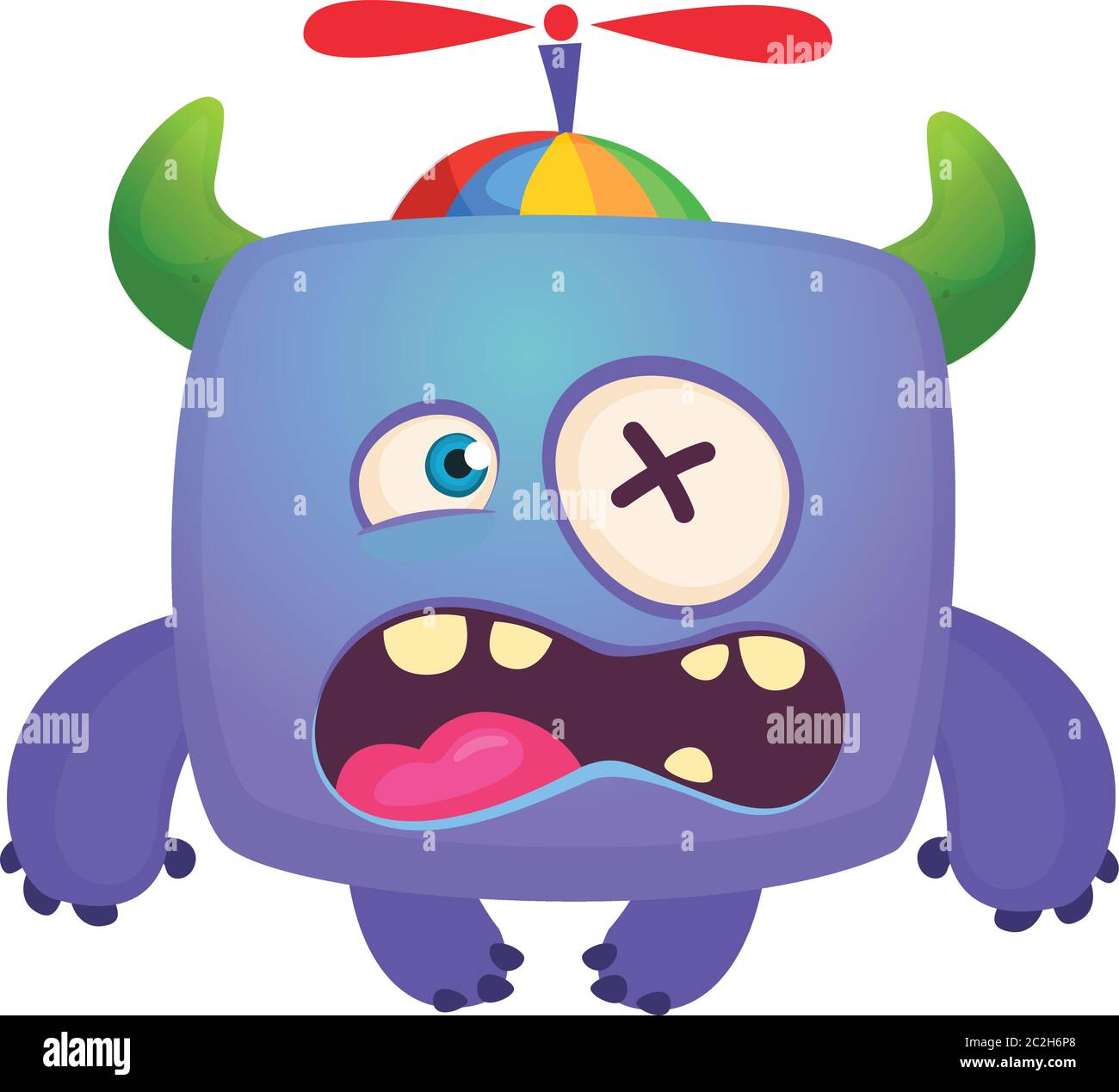 Drôle de dessin animé monstre portant chapeau avec hélice. Illustration de  l'Halloween vectorielle Image Vectorielle Stock - Alamy