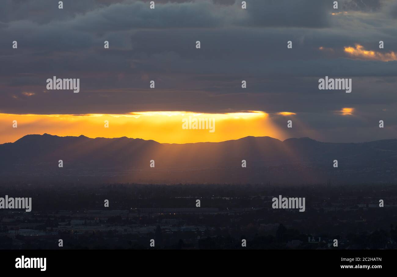 Le coucher de soleil de Dieu Banque D'Images