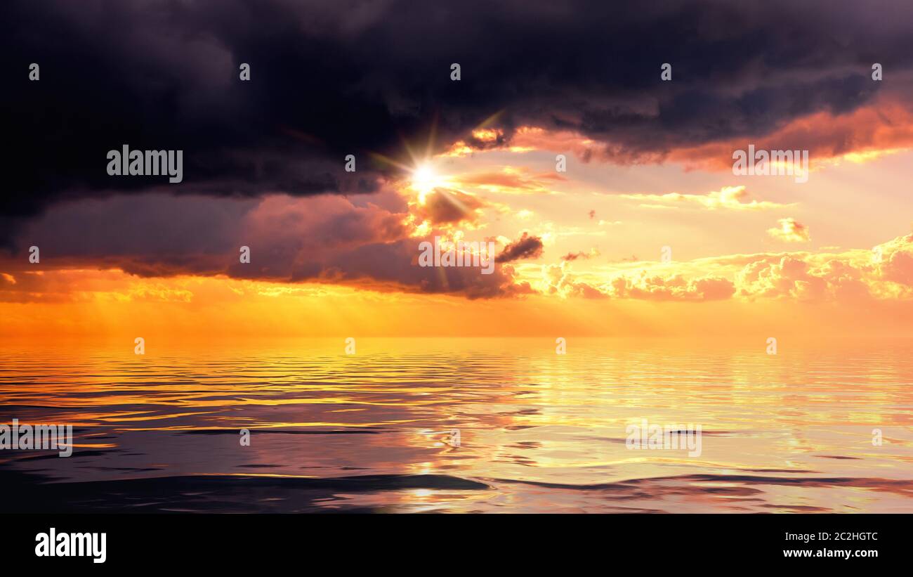 spectaculaire océan coucher de soleil ciel fond Banque D'Images