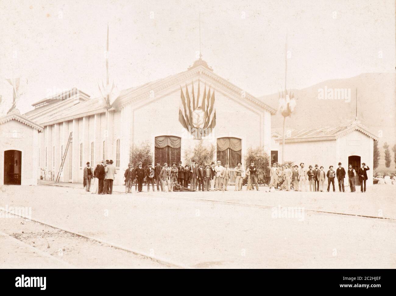 La gare de Castel di Sangro, Aquila (Italie) au début des années 1900 Banque D'Images