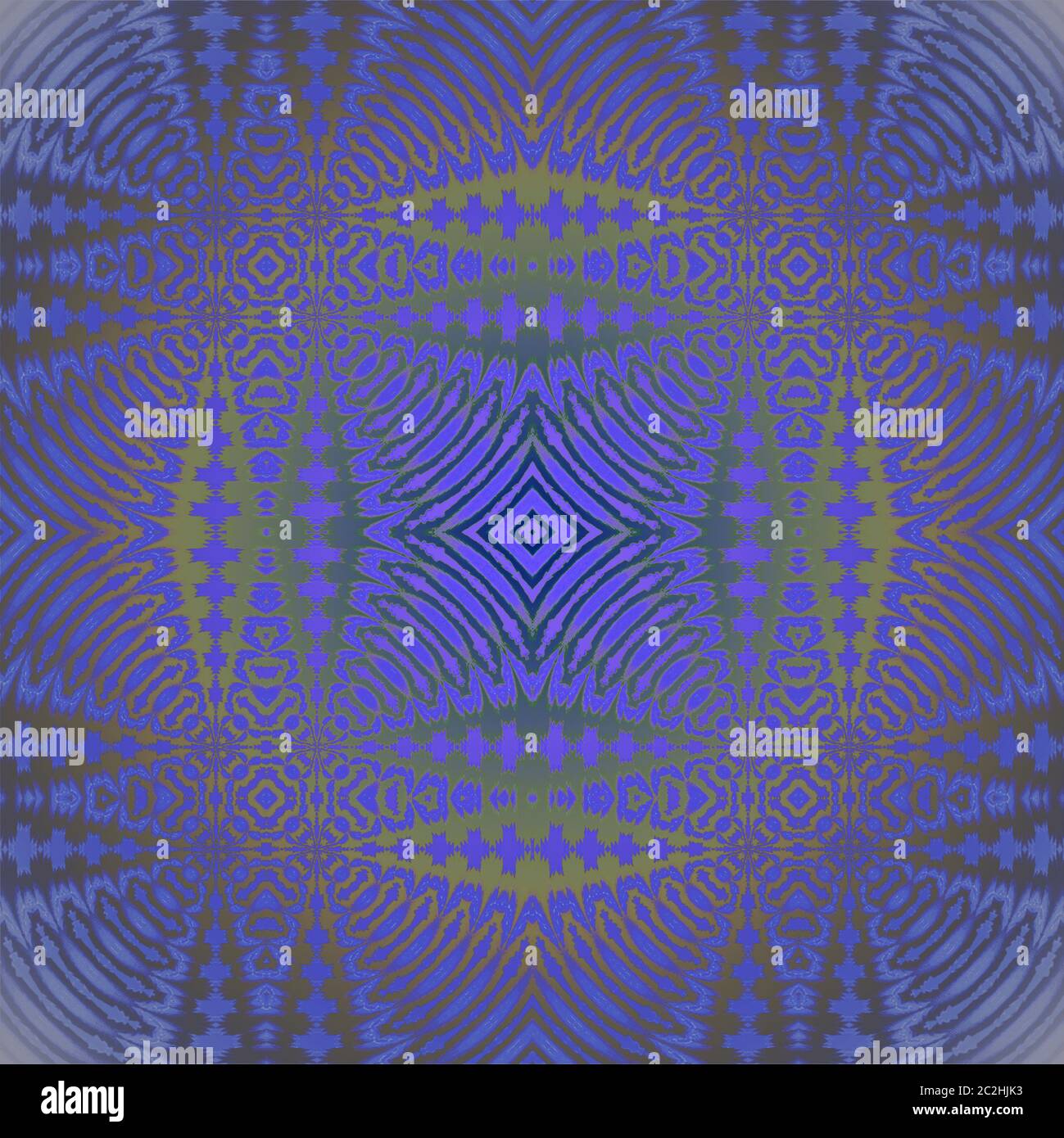 Décoration futuriste classique à motif losanges violet bleu or et vert olive Banque D'Images