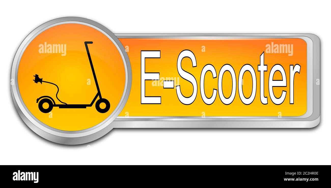 Bouton E-Scooter orange - illustration 3D Banque D'Images