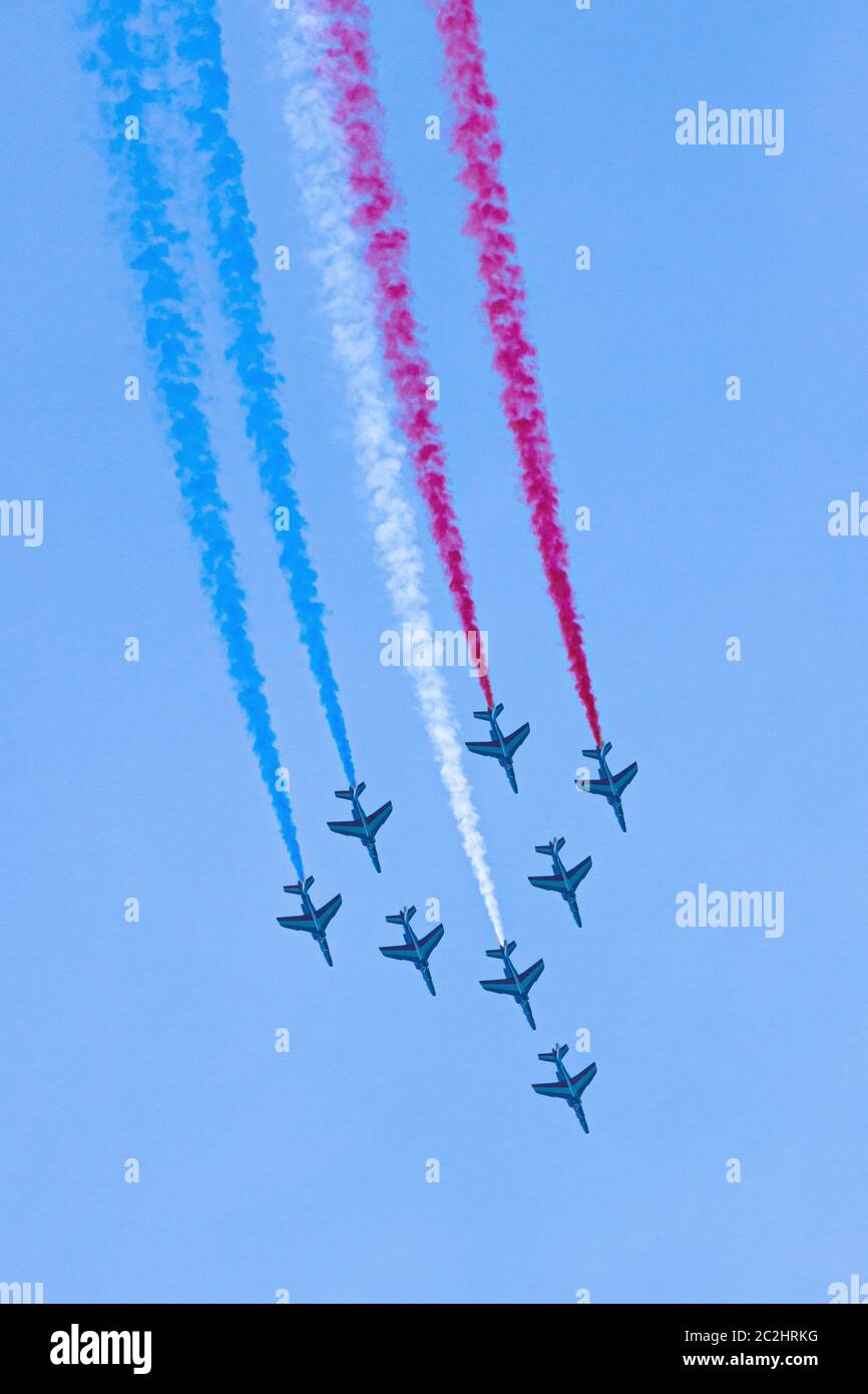 spectacle aérien de la patrouille de france Banque D'Images