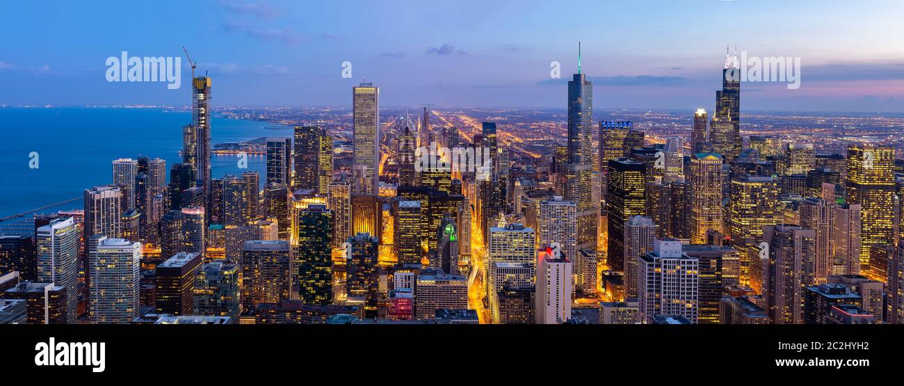 Vue aérienne de l'horizon de Chicago Panorama du Sud Banque D'Images