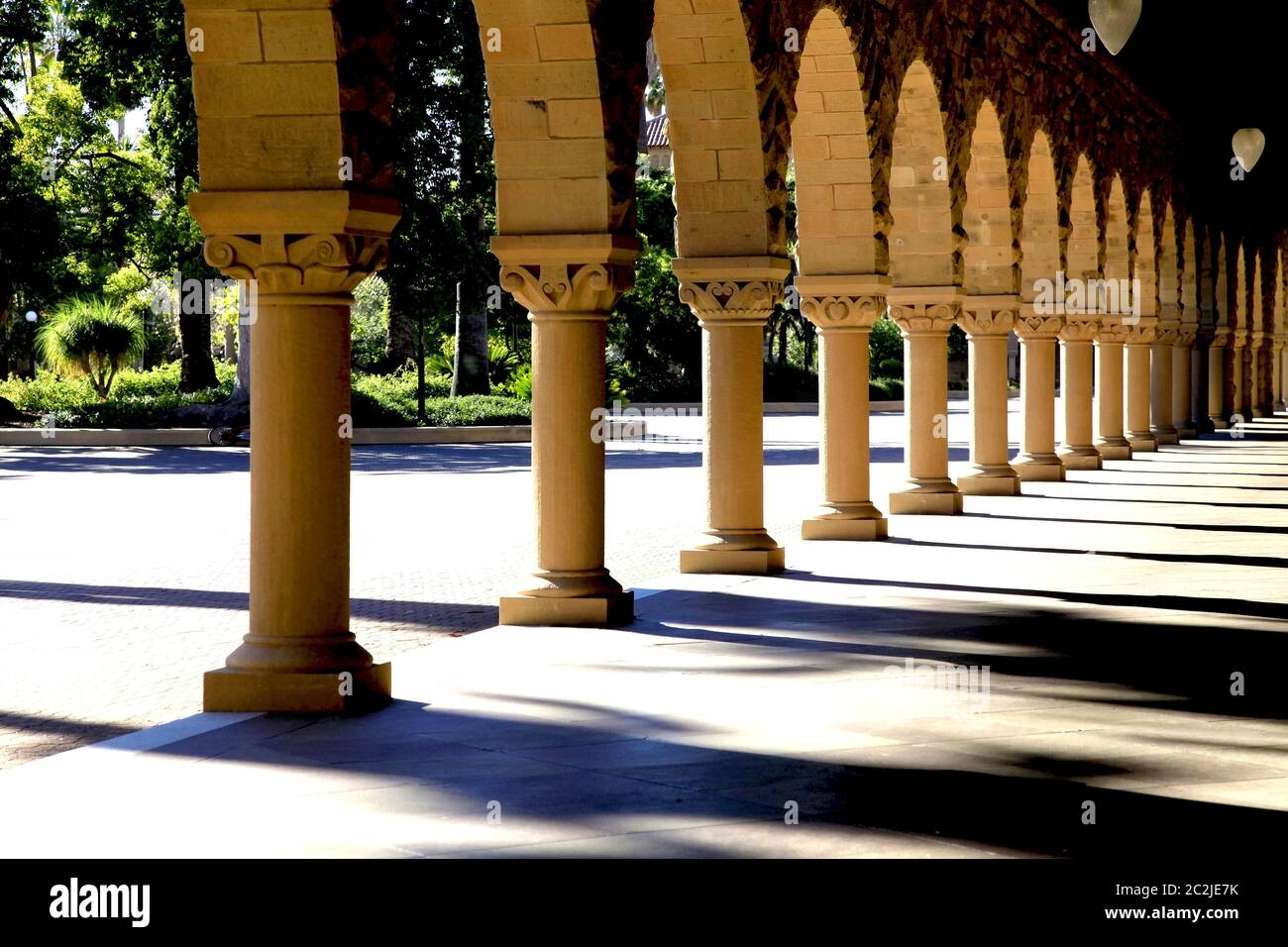 Allée couverte près du campus principal de l'université de Stanford Banque D'Images Allée couverte près du campus principal de l'université de Stanford Banque D'Images