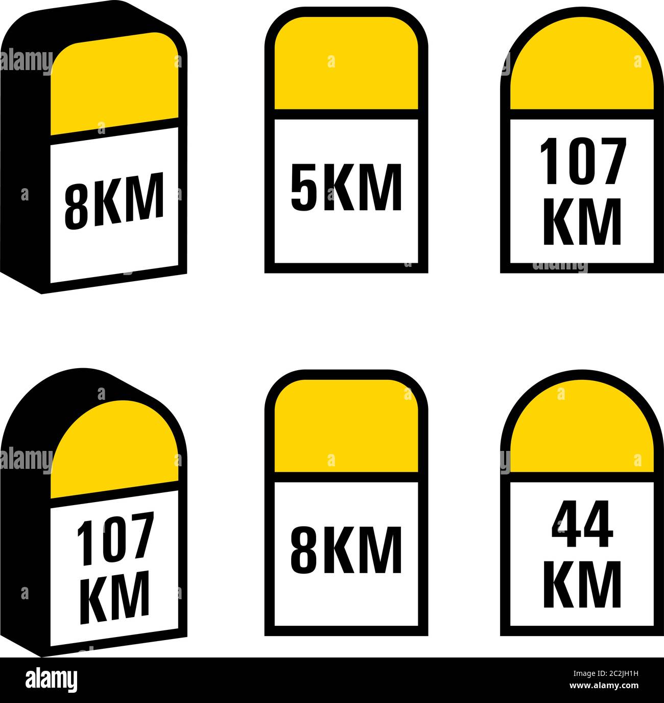 Icône jalon, détail de distance du côté de la route Illustration du vecteur de pierre Illustration de Vecteur