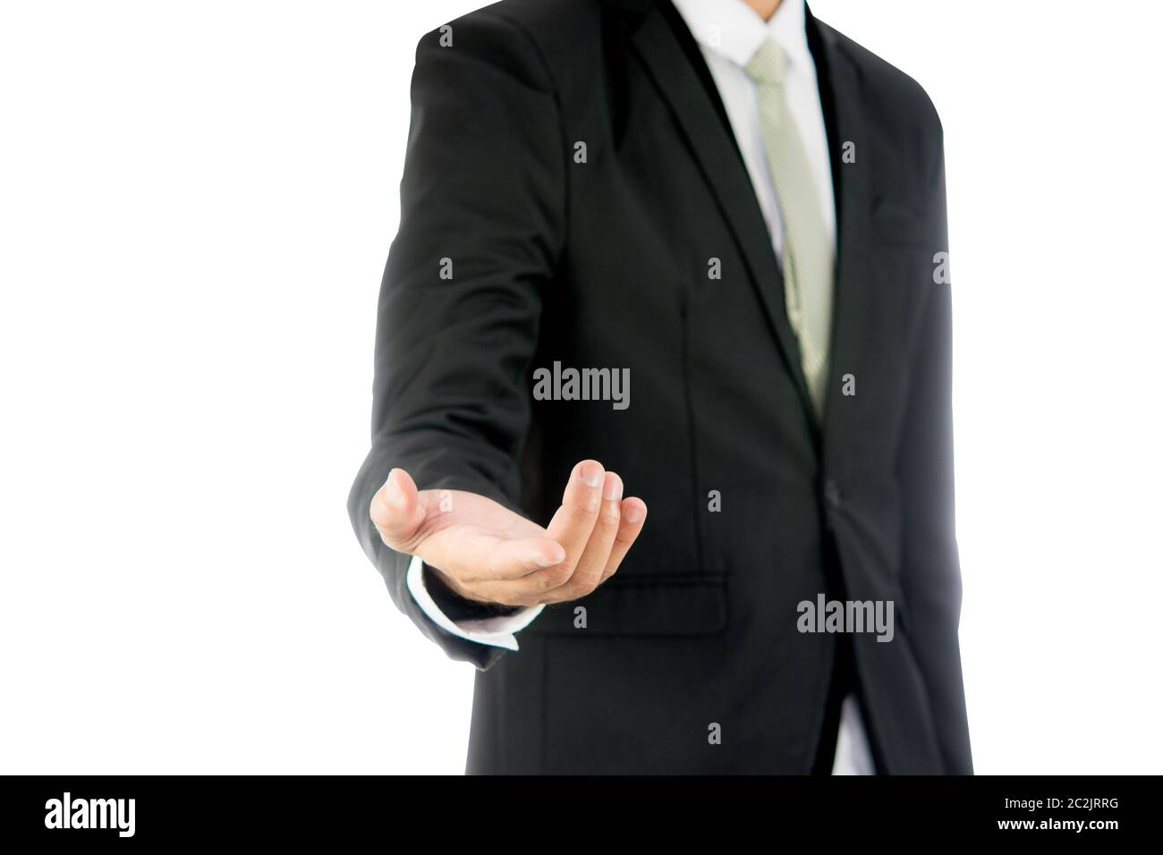 Businessman standing posture show part isolé sur fond blanc plus Banque D'Images