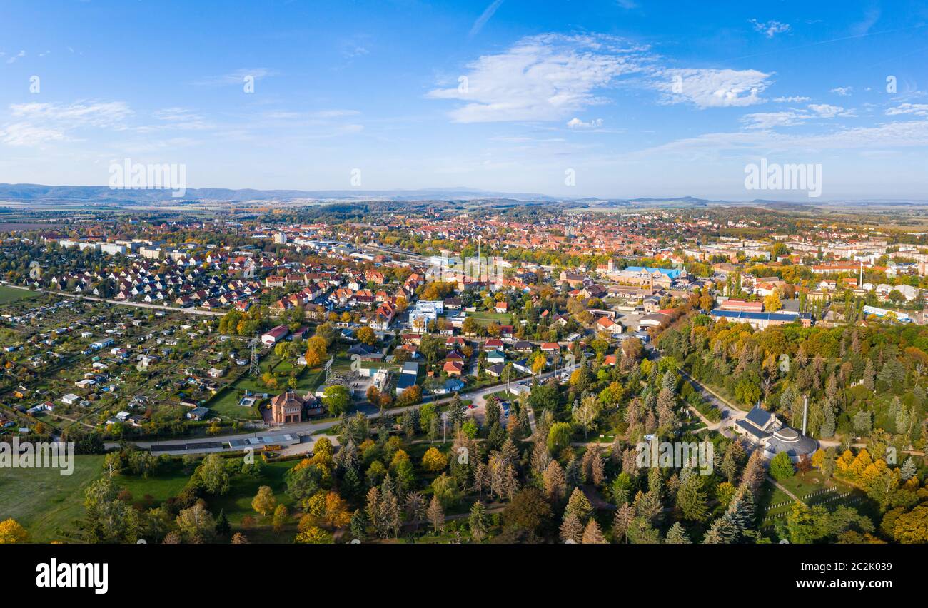 Photos aériennes de Quedlinburg dans les montagnes Harz Banque D'Images