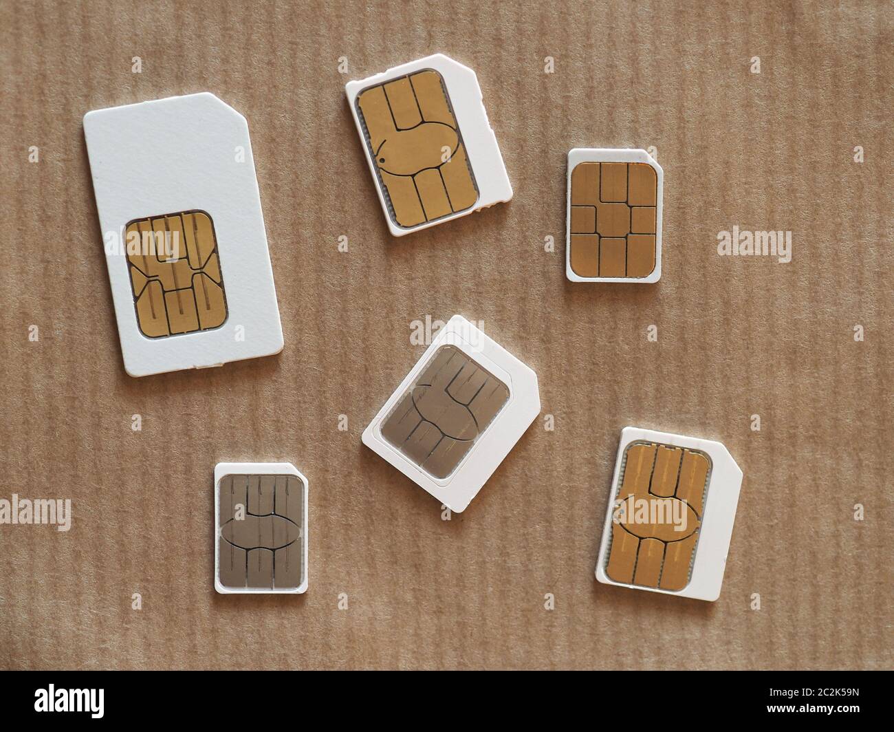 Mini, micro et nano sims pour téléphone mobile Banque D'Images